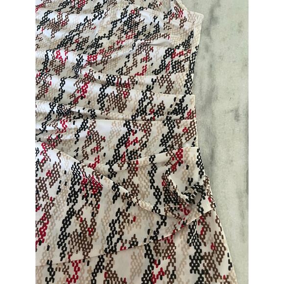 DKNY Print Stretch Knit Surplice Top Blouse Sleeveless Ruching Woman Size Medium - Picture 8 of 9